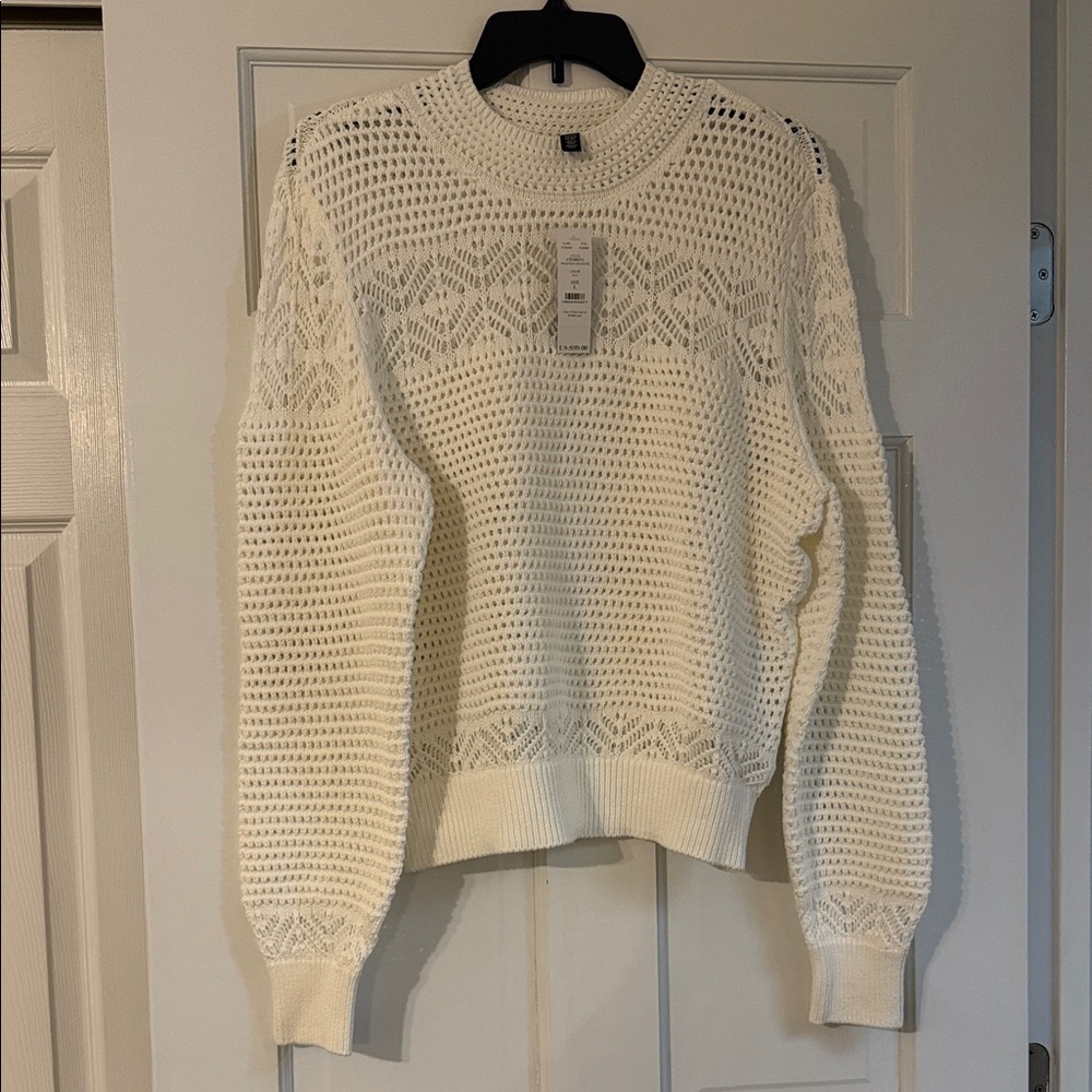 White House Black Market white Textured Sweater